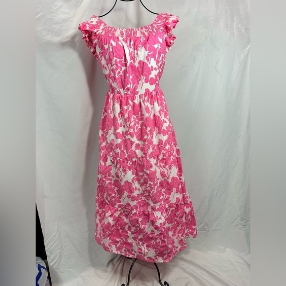 English Factory pink floral open back maxi dress size L - Picture 2 of 10